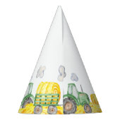 Groene Tractor Boerderij Verjaardagsfeestje Pet Feesthoedjes (Achterkant)