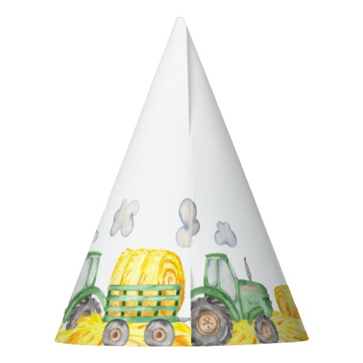 Groene Tractor Boerderij Verjaardagsfeestje Pet Feesthoedjes (Achterkant)