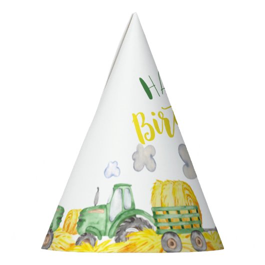 Groene Tractor Boerderij Verjaardagsfeestje Pet Feesthoedjes (Links)