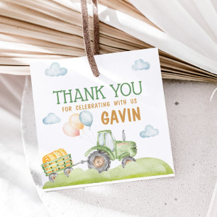 Groene tractor Boerderij verjaardagsfeestje plein Bedankjes Labels