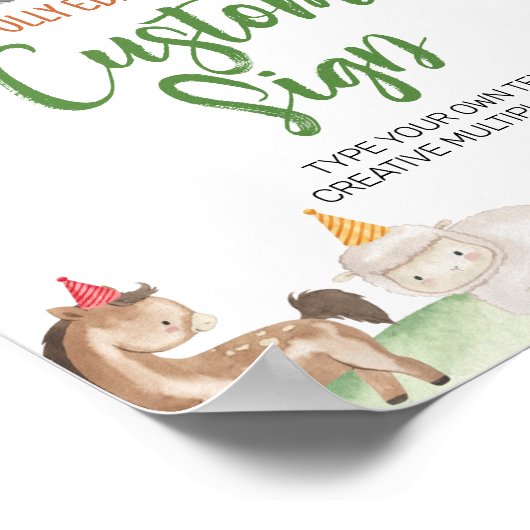 Groene Tractor Boerderij Verjaardagsfeesttafel Tek Poster (Hoek)