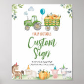 Groene Tractor Boerderij Verjaardagsfeesttafel Tek Poster (Voorkant)