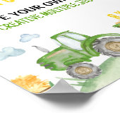 Groene Tractor Boerderij Verjaardagsfeesttafel Tek Poster (Hoek)