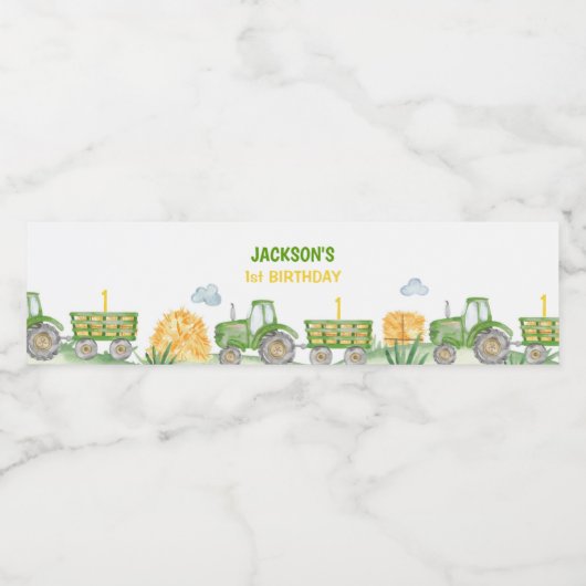 Groene Tractor Boerderij Verjaardagswaterflesetike Waterfles Etiket (Enkel label)