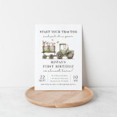 Groene tractor & boerderijdieren verjaardagsfeest kaart