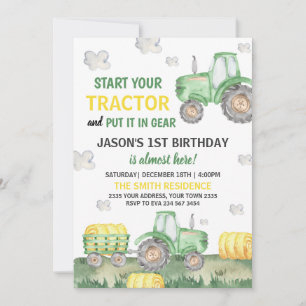Groene Tractor Boerenjongen Verjaardagsfeestje Kaart