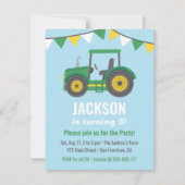 Groene Tractor Bunting Flags Boys Birthday Party Kaart (Voorkant)