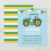 Groene Tractor Bunting Flags Boys Birthday Party Kaart (Voorkant / Achterkant)