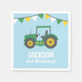 Groene tractor Bunting Flags Verjaardagsfeest Servet (Voorkant)