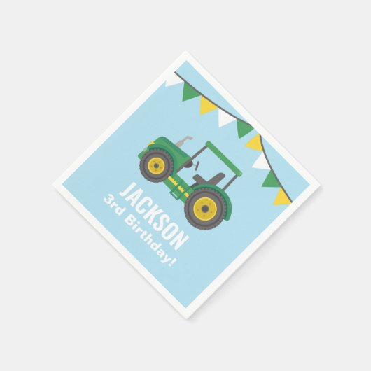 Groene tractor Bunting Flags Verjaardagsfeest Servet (Hoek)