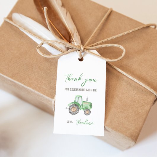 Groene Tractor Cadeautag Cadeaulabel