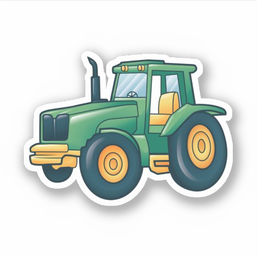 Groene Tractor Cartoon Sticker (Voorkant)