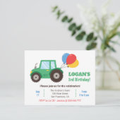 Groene tractor en ballonnen verjaardagsfeestje kaart (Staand voorkant)