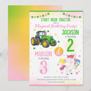 Groene Tractor en Eenhoring Zussen Gezamenlijke Ve Kaart
