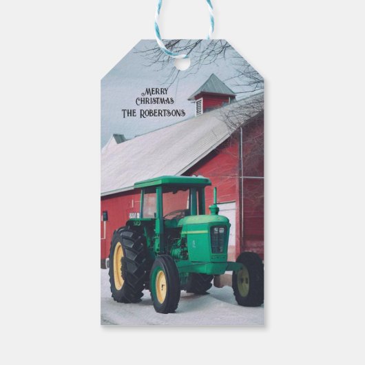 Groene Tractor en Rode Schuur Cadeaulabel (Achterkant)