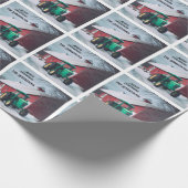 Groene Tractor en Rode Schuur Cadeaupapier (Hoek)