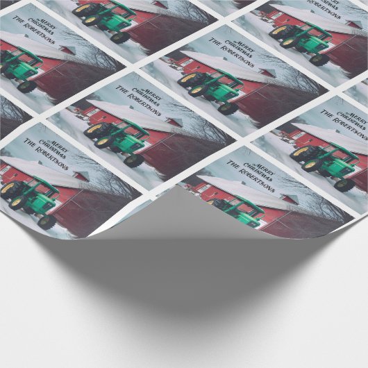 Groene Tractor en Rode Schuur Cadeaupapier (Hoek)