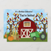 Groene tractor en rode schuur Herfst Boerderij Ver Kaart (Voorkant / Achterkant)