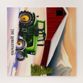 Groene Tractor en Rode Schuur Legpuzzel (Horizontaal)