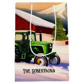 Groene Tractor en Rode Schuur Medium Cadeauzakje (Achterkant)