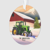 Groene Tractor en Rode Schuur Ornament (voorkant)