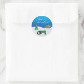 Groene Tractor en Schuur Vakantie Decoratie Sticke Ronde Sticker (Tas)