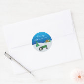 Groene Tractor en Schuur Vakantie Decoratie Sticke Ronde Sticker (Envelop)