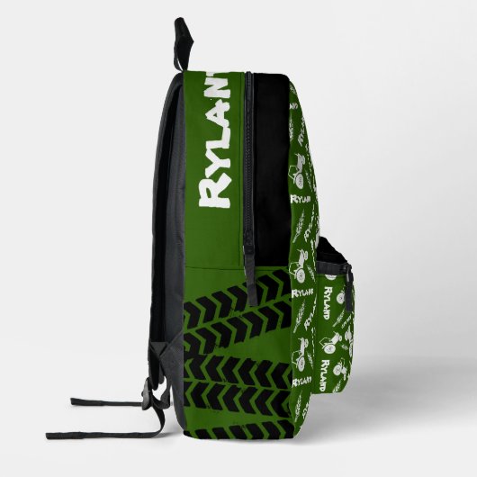 Groene tractor en tarwe grafisch gepersonaliseerd bedrukte rugzak (Links)