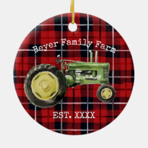 Groene Tractor Familieboerderij Ornament
