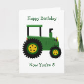 Groene Tractor Gepersonaliseerde 5e Verjaardag Kaart (Voorkant)
