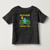 Groene Tractor Get In Gear Verjaardag Jongens T-sh Kinder Shirts (Voorkant)