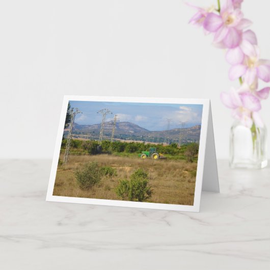 Groene Tractor in Groene Velden, Valencia, Spanje Kaart (Orchidee)