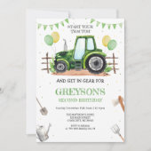 Groene Tractor Jongen Verjaardagsuitnodiging Kaart (Voorkant)