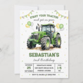 Groene Tractor Jongen Verjaardagsuitnodiging Kaart (Voorkant)