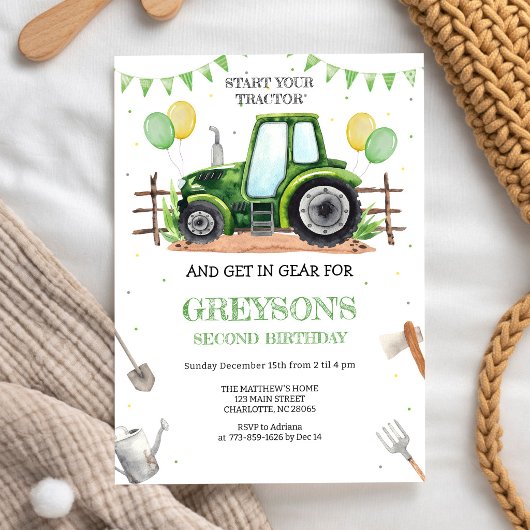 Groene Tractor Jongen Verjaardagsuitnodiging Kaart