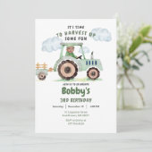 Groene Tractor Jongens Elke Leeftijd Verjaardag Fo Kaart (Staand voorkant)