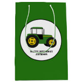Groene tractor Kind - Verjaardag Medium Cadeauzakje (Voorkant)