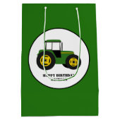 Groene tractor Kind - Verjaardag Medium Cadeauzakje (Achterkant)