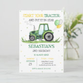 Groene Tractor Kinderen Verjaardagsuitnodiging Kaart (Staand voorkant)