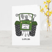 Groene Tractor Landelijke Bruiloft Kaart (Gele Bloem)