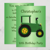 Groene tractor ontwerp gepersonaliseerde verjaarda kaart (Voorkant / Achterkant)