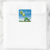 Groene Tractor Party Envelope Seal Vierkante Sticker (Tas)