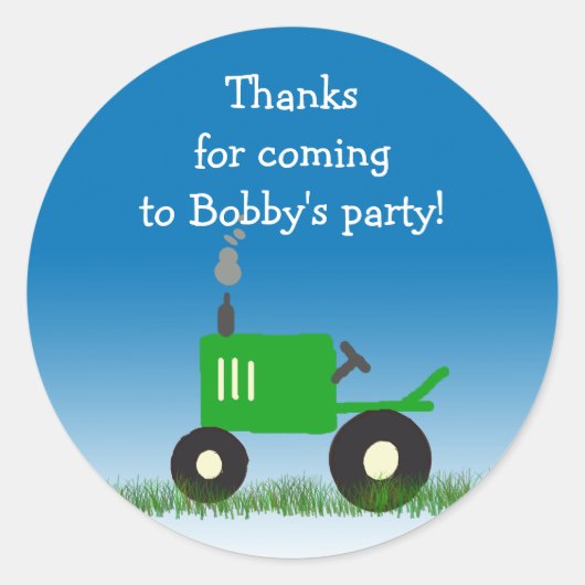 Groene Tractor Party Favor Bag Sticker (Voorkant)