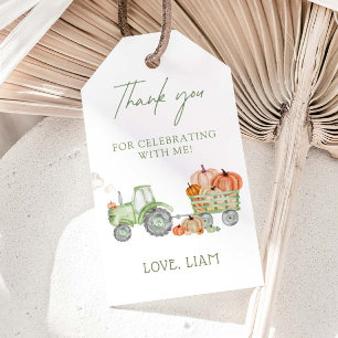Groene Tractor & Pompoenen Verjaardagsfeestje Cadeaulabel