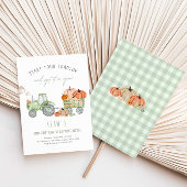 Groene tractor & pompoenen verjaardagsfeestje kaart