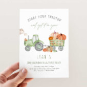Groene tractor & pompoenen verjaardagsfeestje kaart