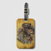 groene tractor Rustic Old Barn Bagagelabel (Voorkant (verticaal))