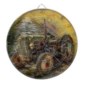  groene tractor Rustic Old Barn Dartbord (Voorkant)