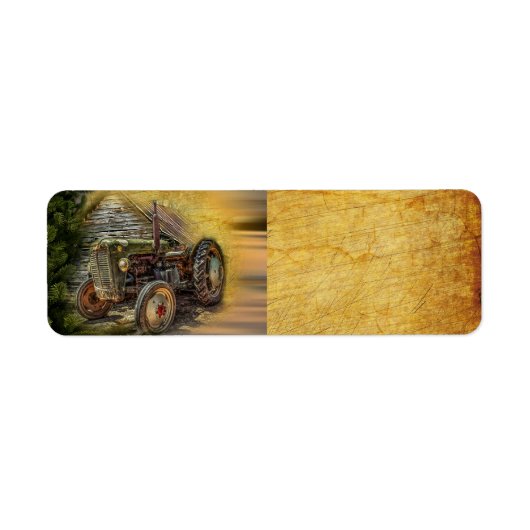 groene tractor Rustic Old Barn Etiket (Voorkant)