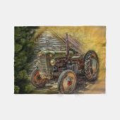 groene tractor Rustic Old Barn Fleece Deken (Voorkant (Horizontaal))
